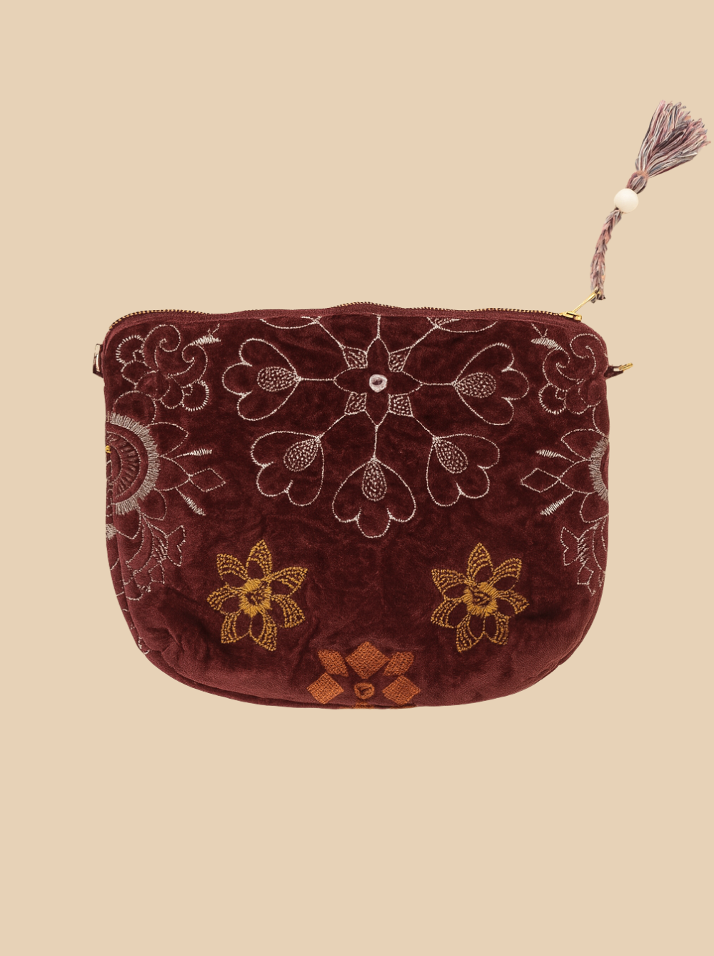 Pochette Grigri - fleurs bordeaux - Rezine Paris