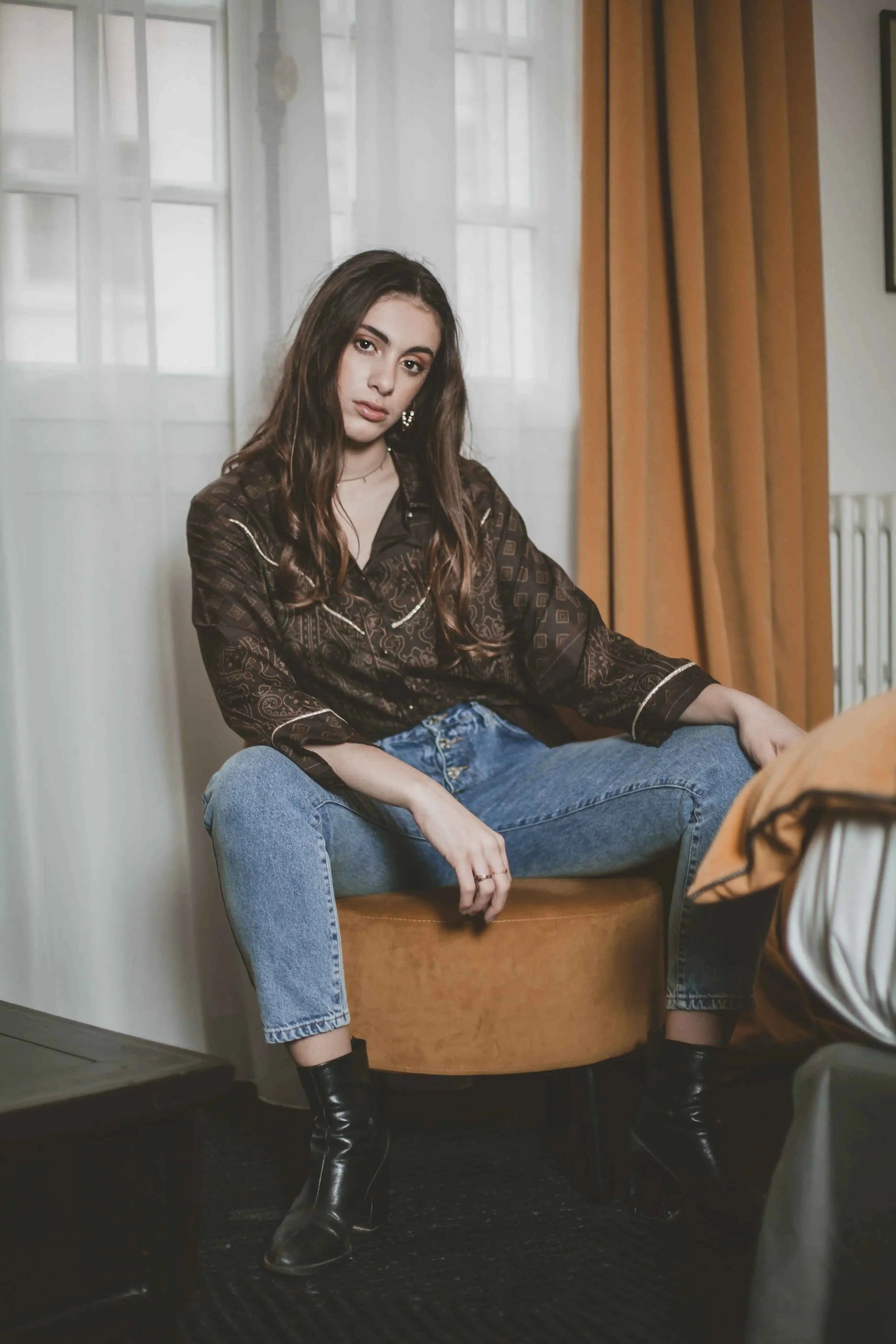 Chemise en soie Bandida Marron