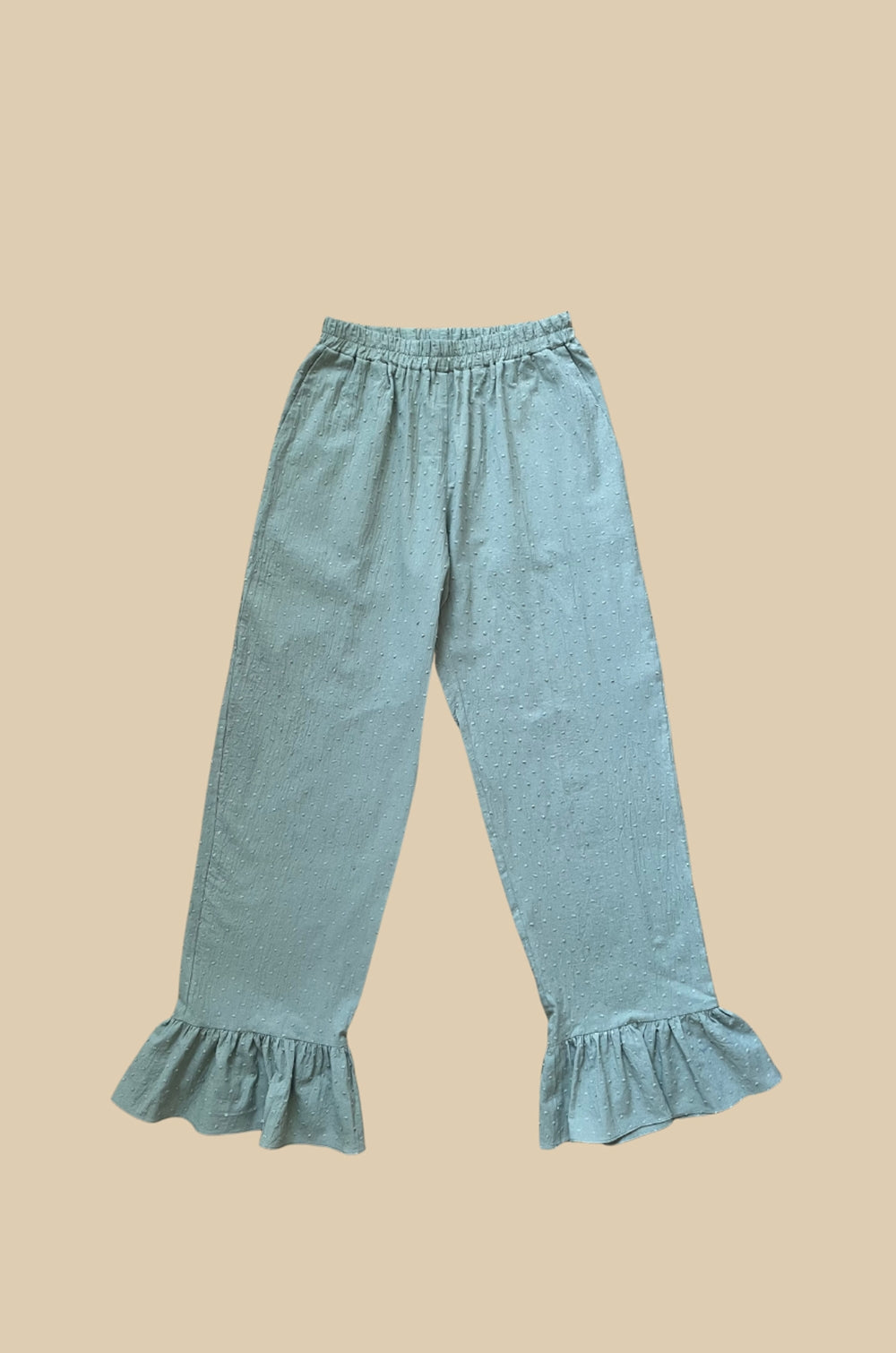 Pantalon Marcel imprimé Plumetis vert tilleul - Rezine Paris