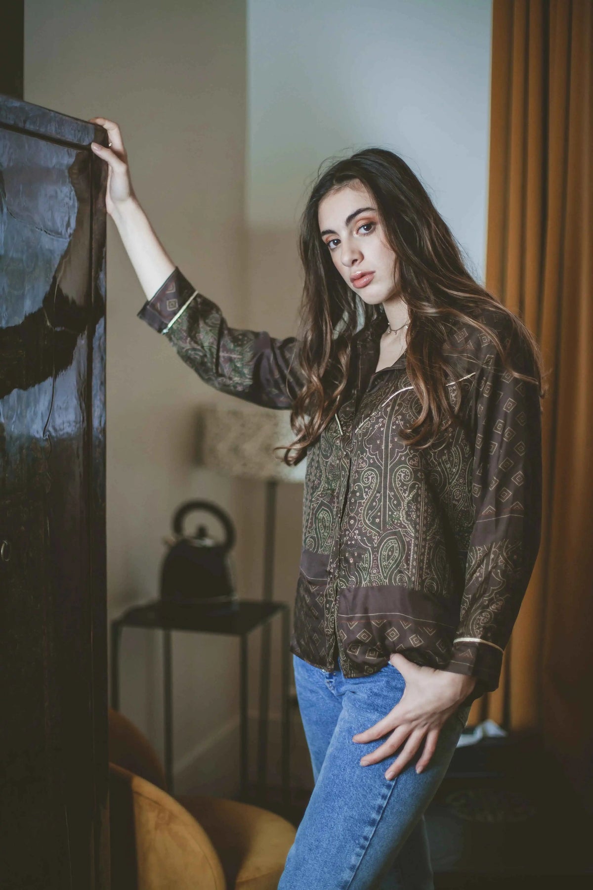 Chemise en soie Bandida Marron