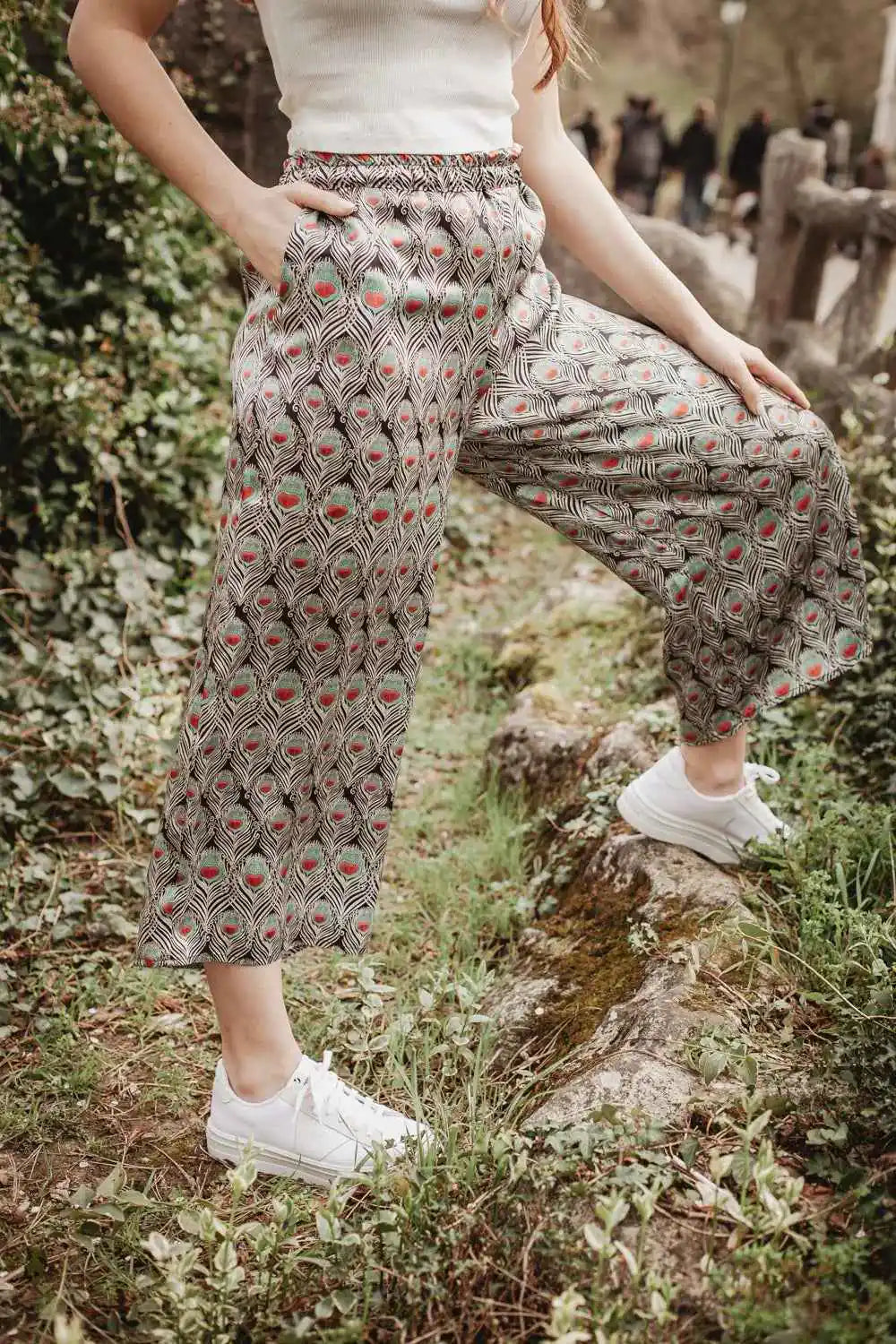 Pantalon Alba en imprimé Peacock