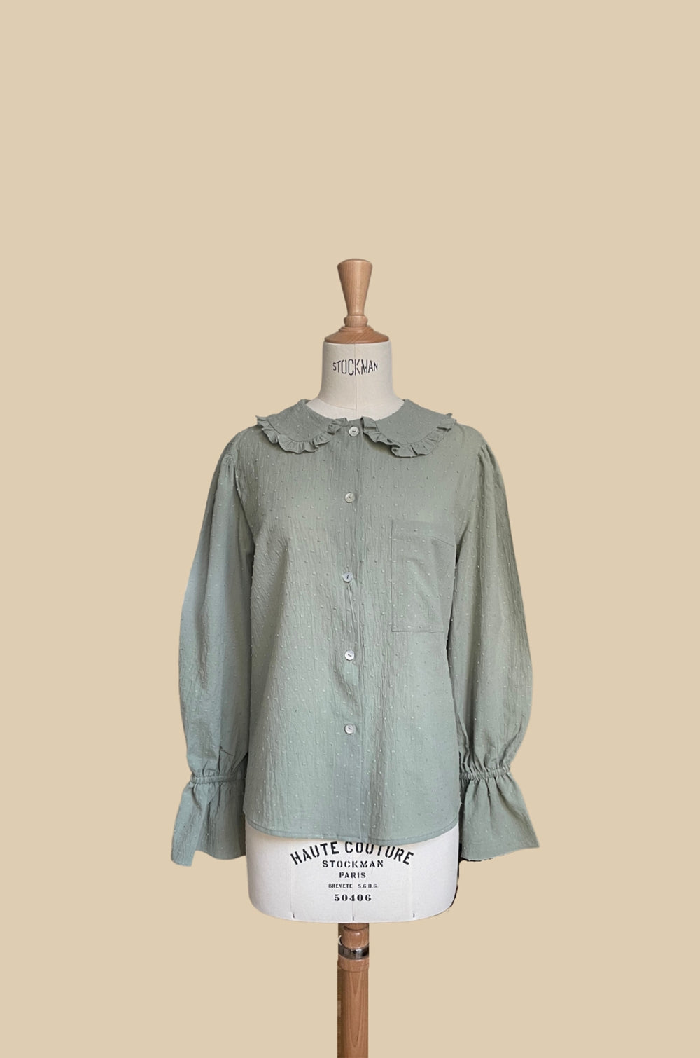 Chemise Pagnol imprimé Plumetis vert tilleul - Rezine Paris