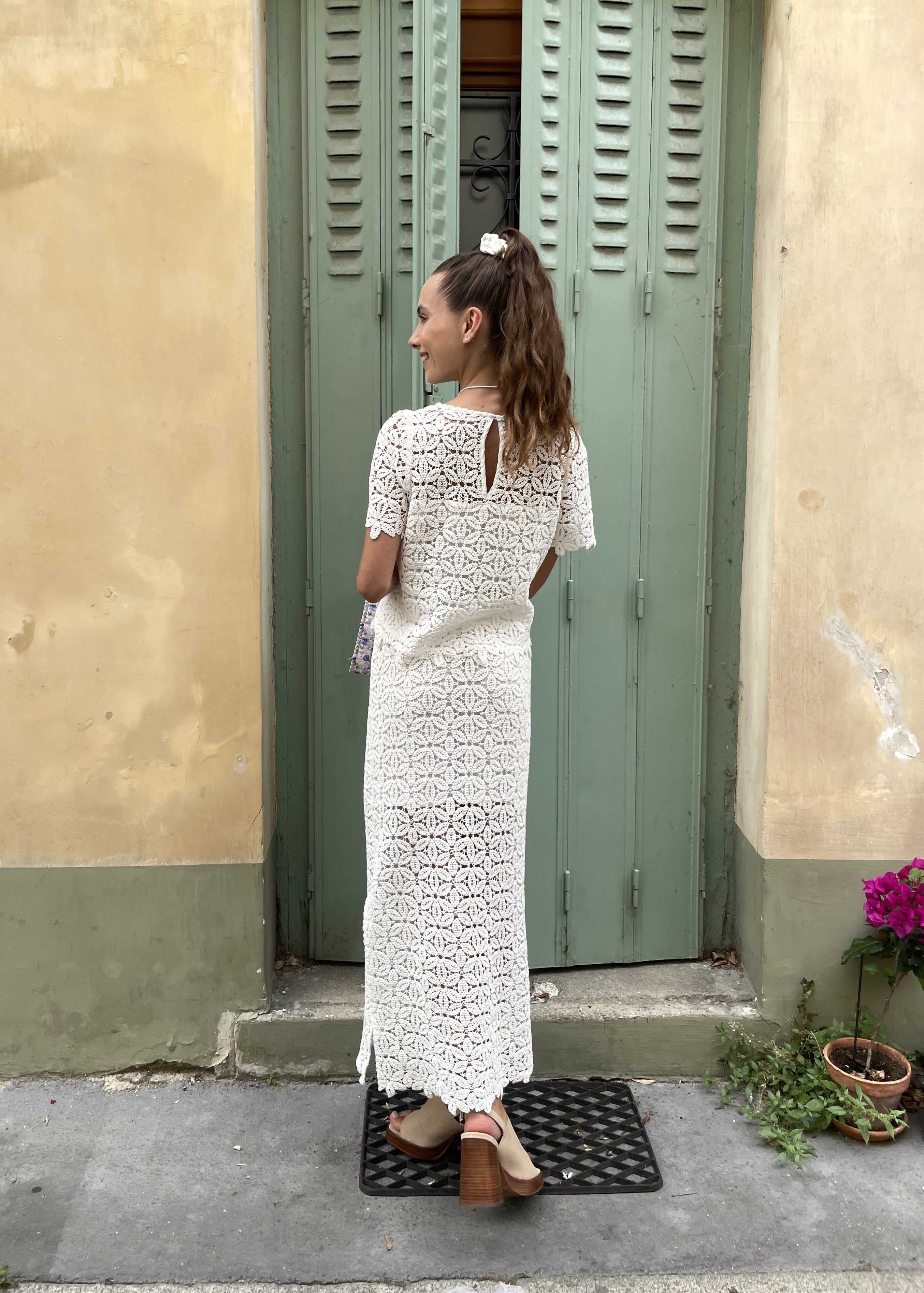 Jupe Ibiza blanche imprimé Flor - Rezine Paris
