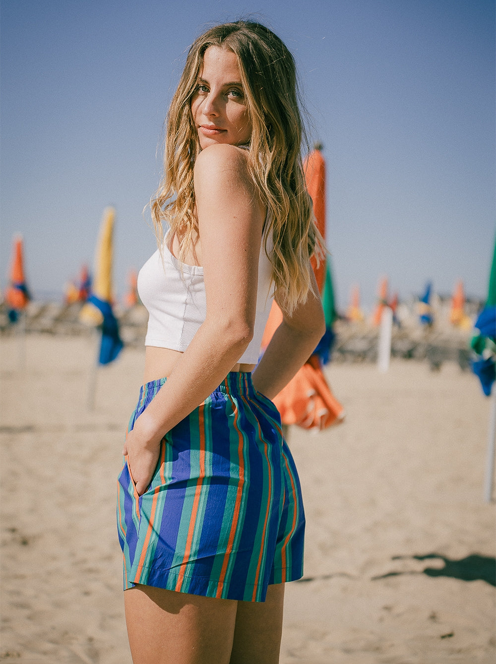 Short Noé print parasol